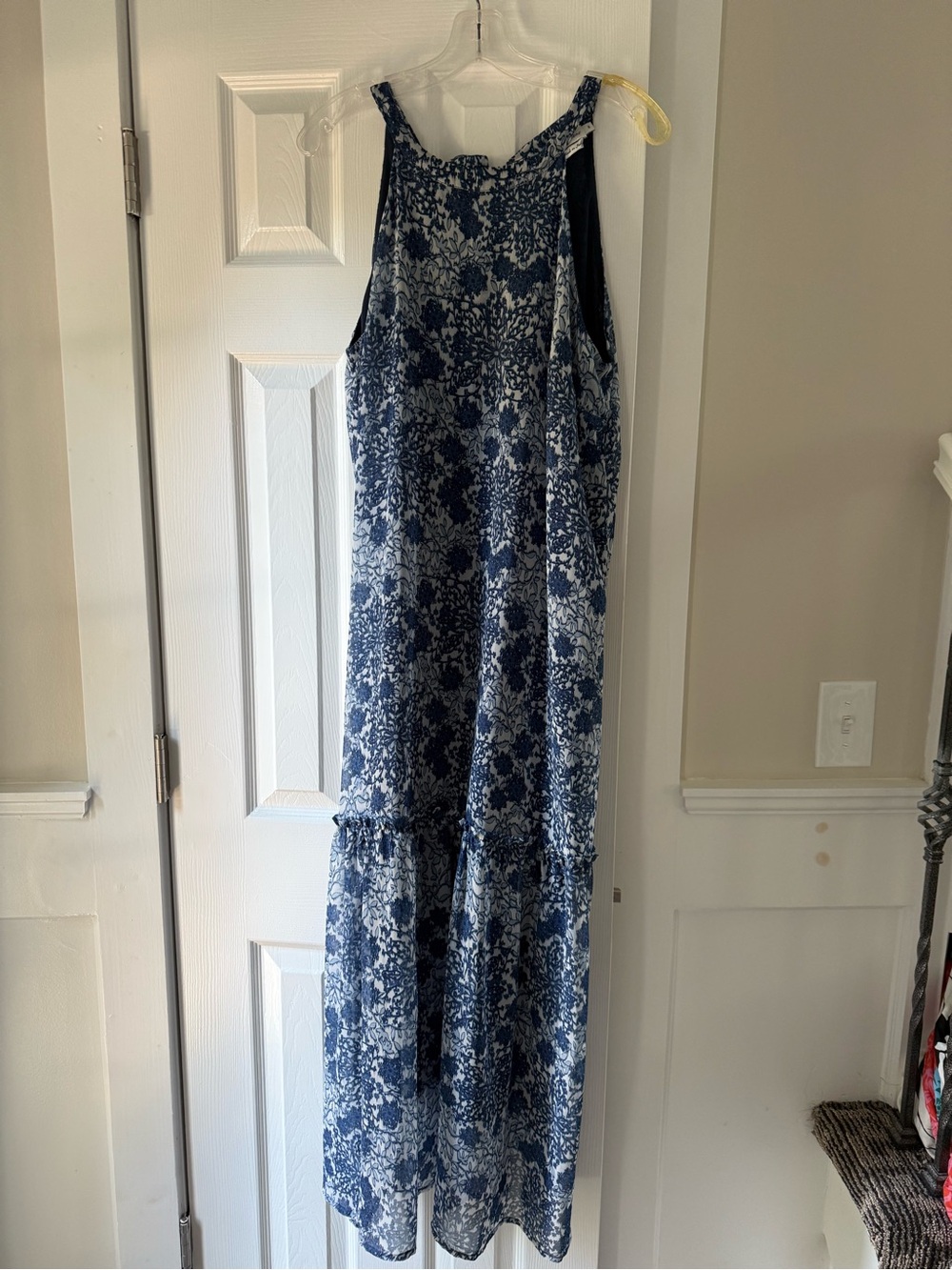 Vineyard Vines Blue White Halter Maxi Dress Size 8 EC2
